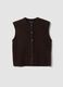 Gilet marrone in lana elasticizzata a girocollo_4