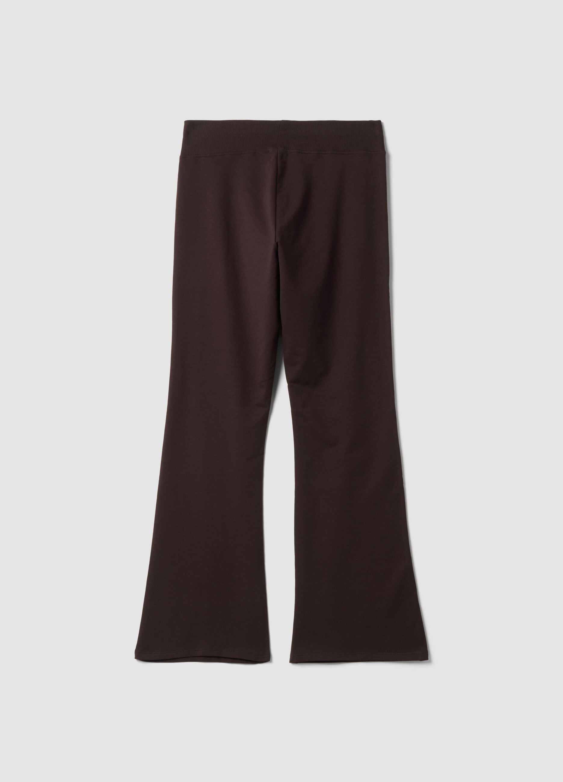 Brown bootcut stretch cotton trousers