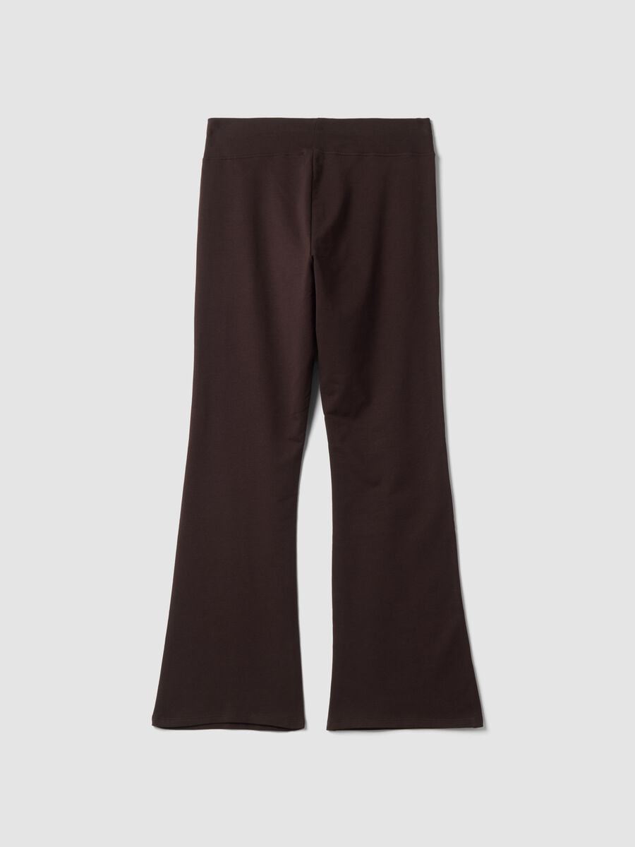 Brown bootcut stretch cotton trousers_2