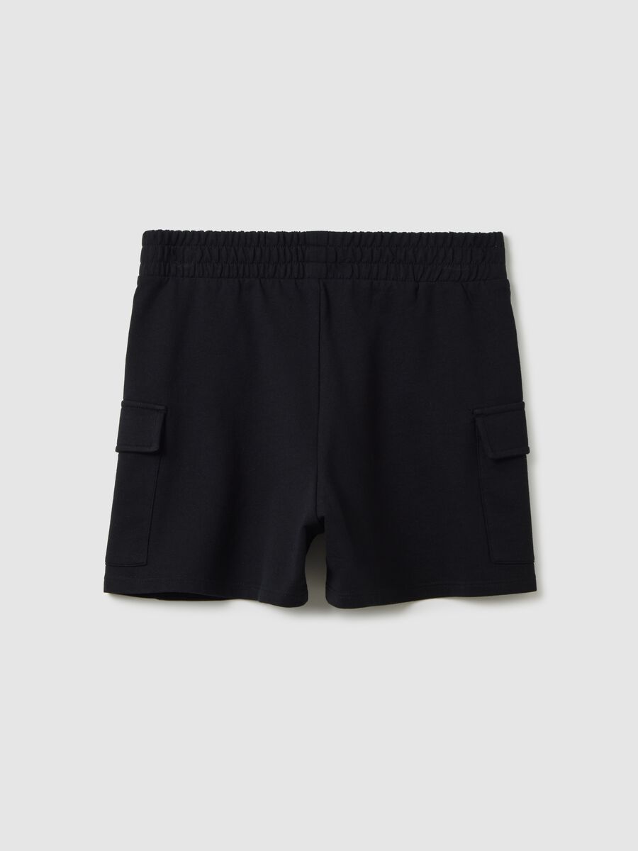 Black Cotton Cargo Shorts_4