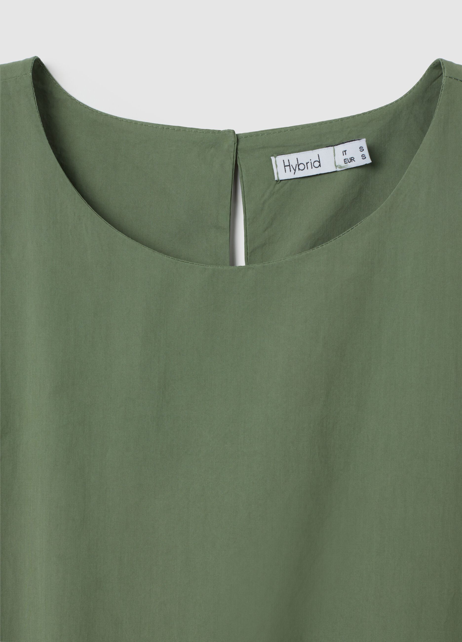 Abito lungo da donna in puro cotone verde regular fit