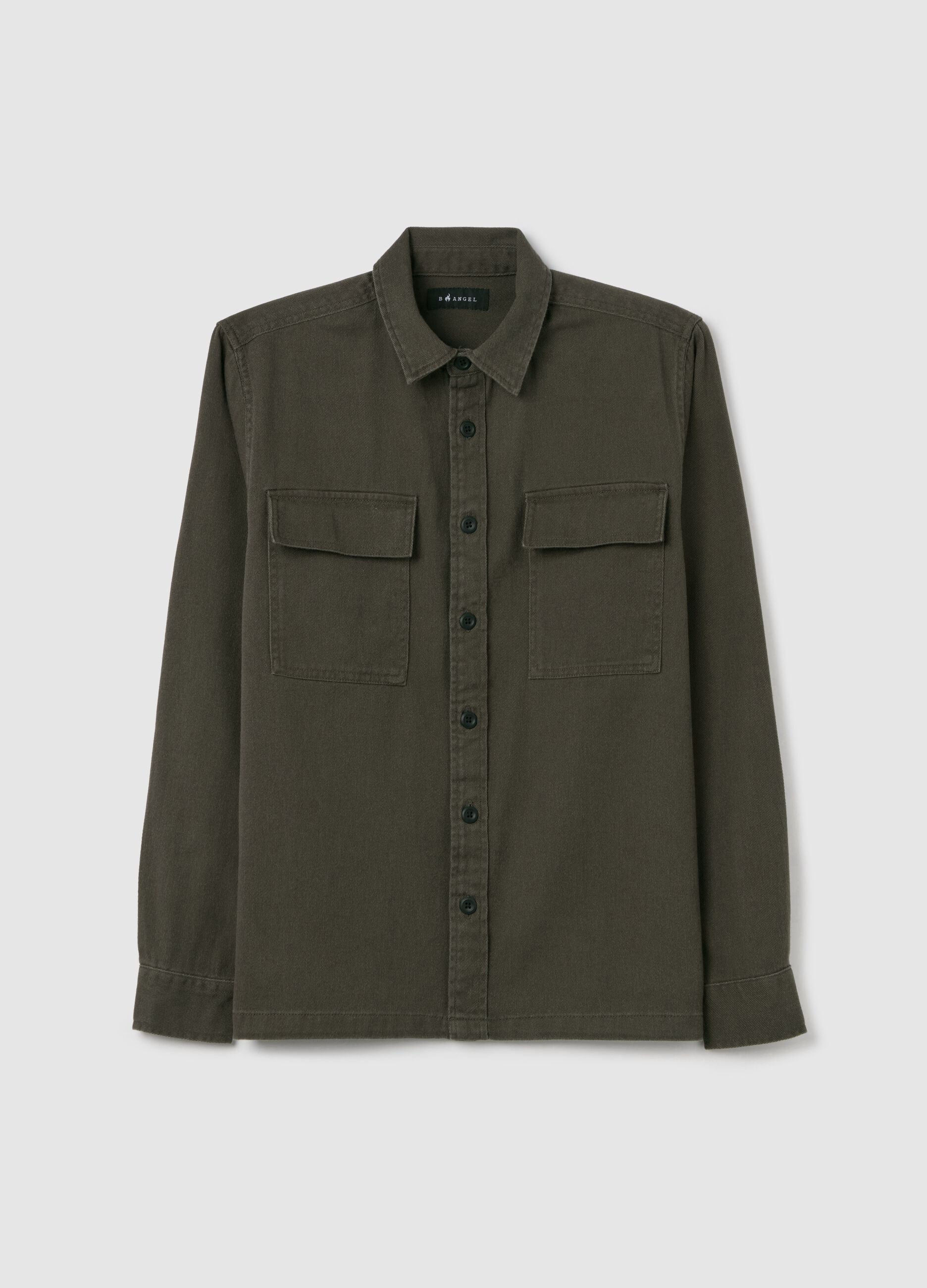 Twill shacket with pockets