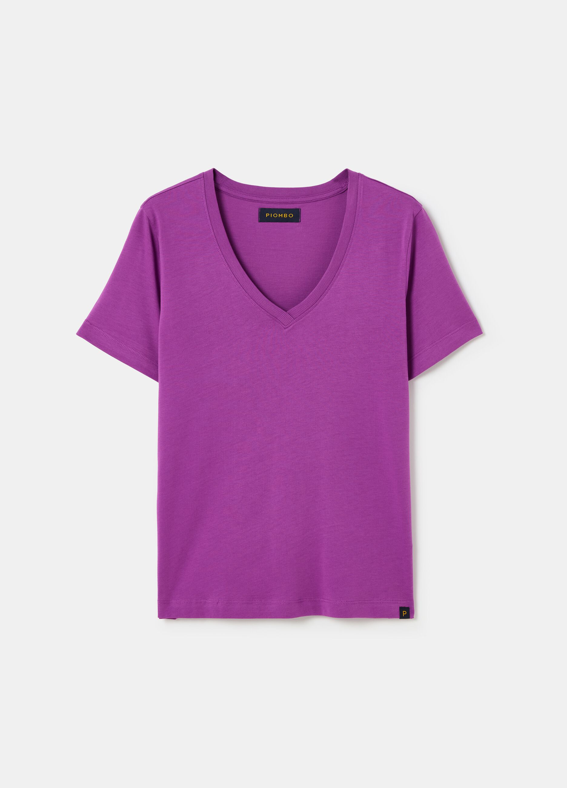 T-shirt in cotone con scollo a V