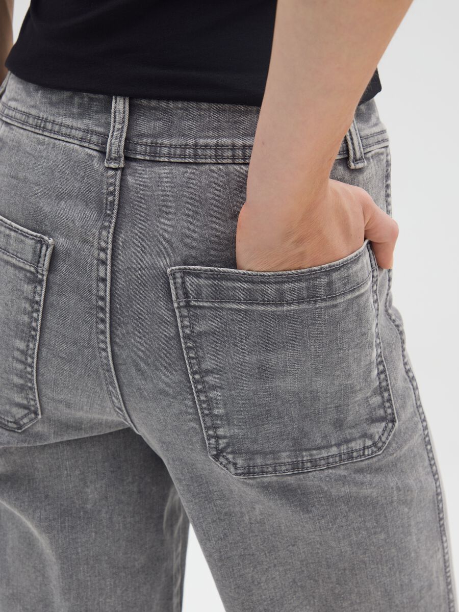Grey wide leg cotton blend jeans_3