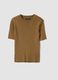 Brown fitted rib-knit viscose blend top_4