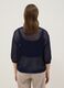 Blue open-knit three-quarter sleeve top_3