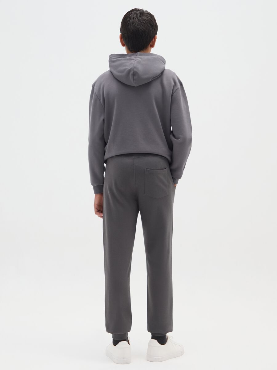 Boys' grey joggers in pure cotton regular fit with embroidery_1