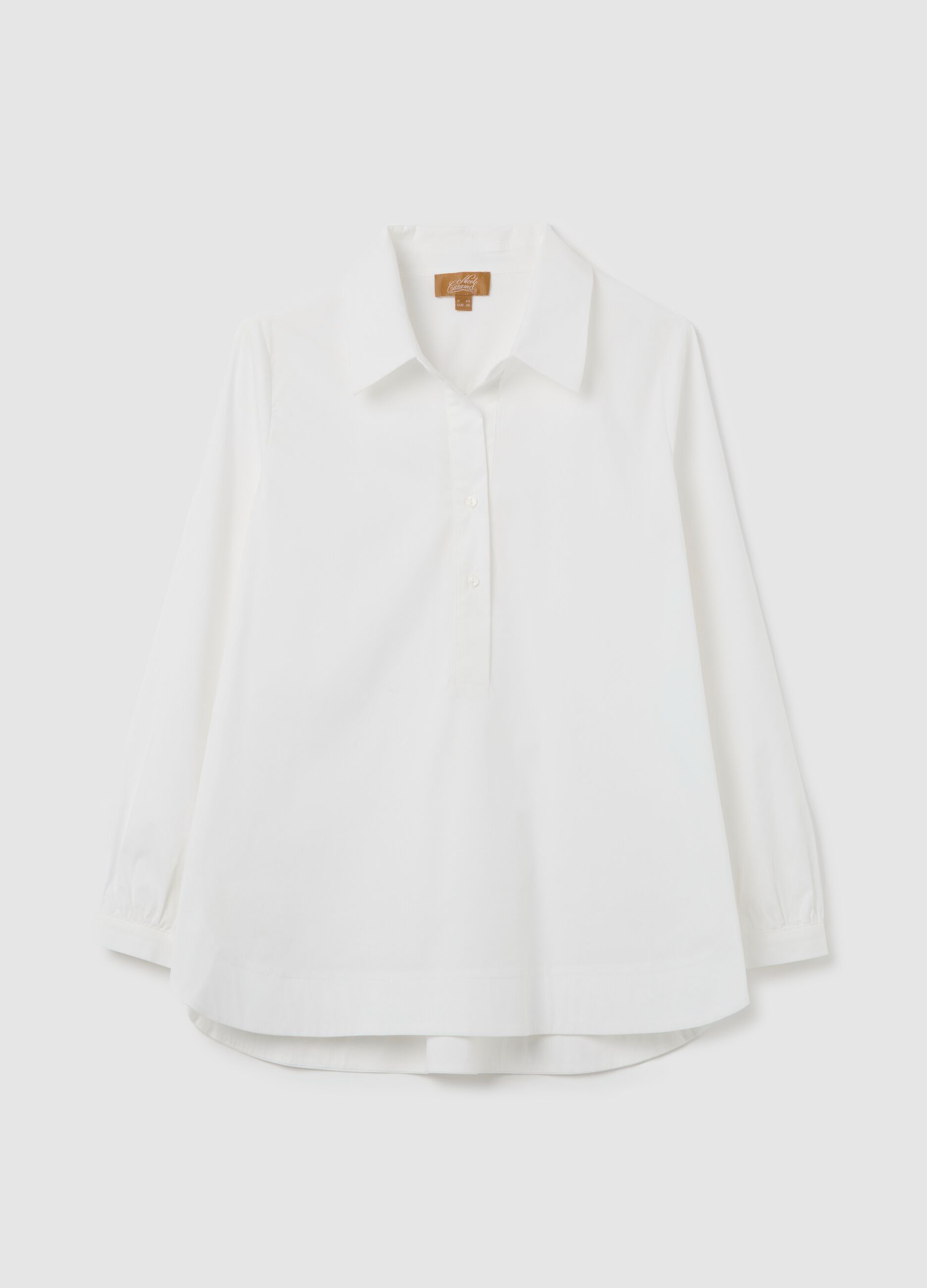 Maternity shirt with granddad neckline
