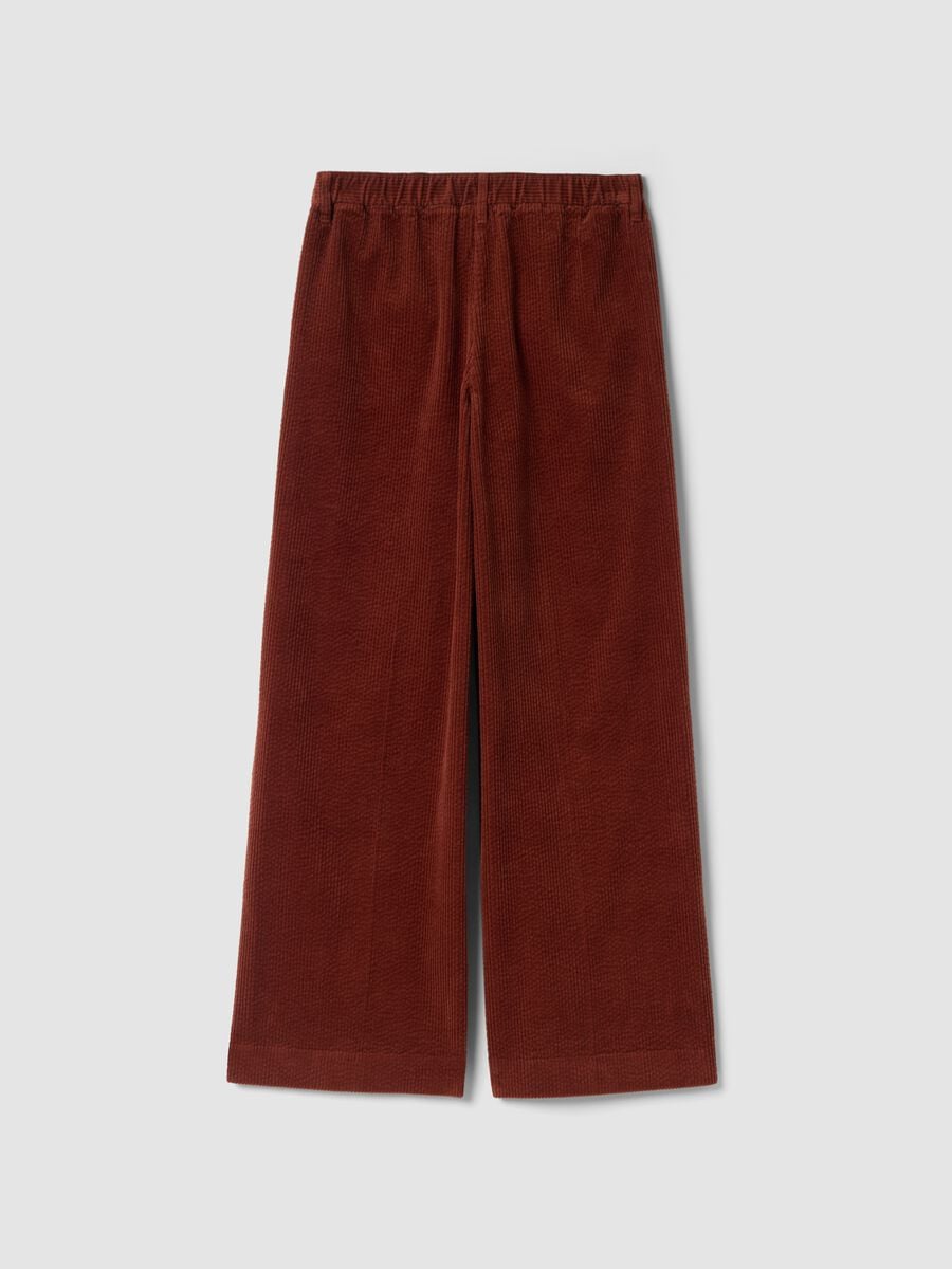 Orange pure cotton regular-fit ribbed trousers_6