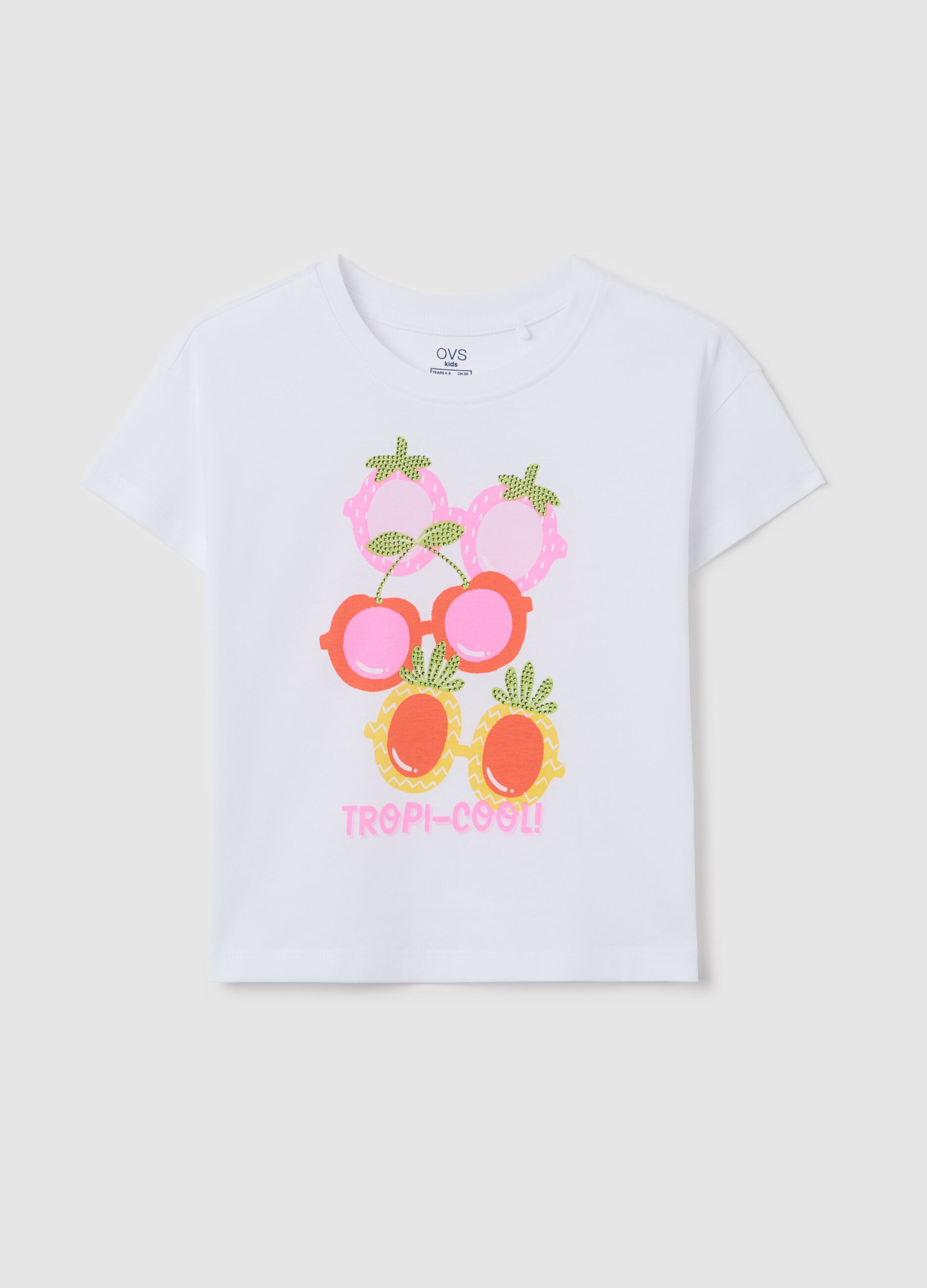White cotton T-shirt with print