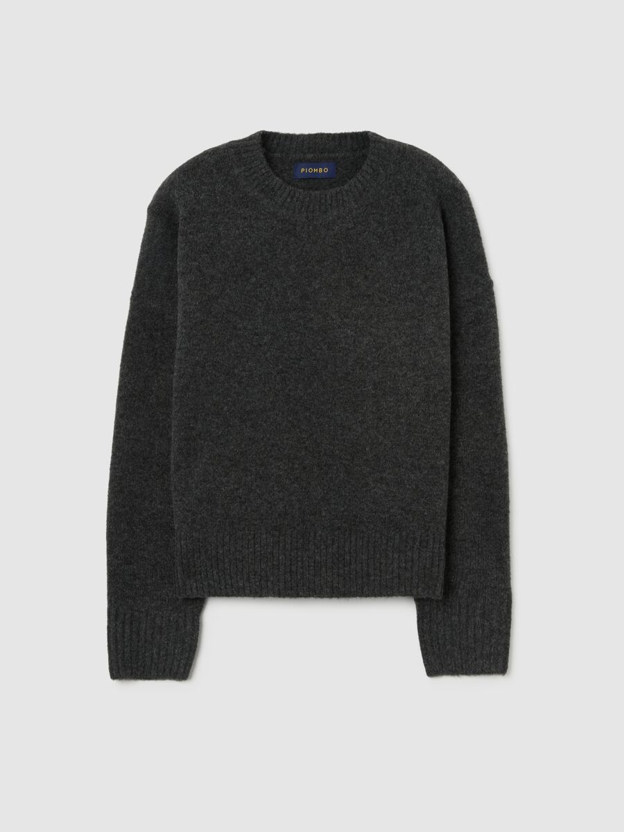 Grey regular fit pullover with round neckline_0