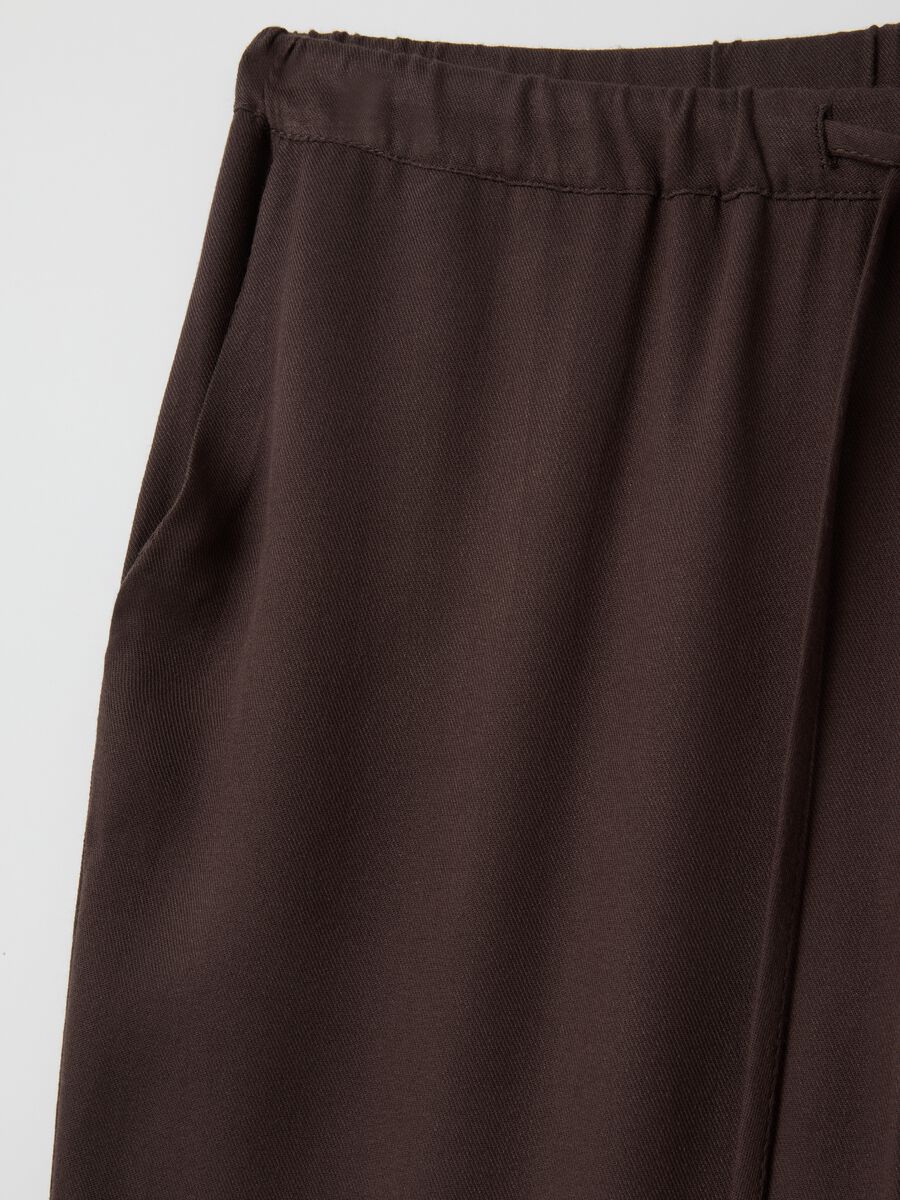Women's trousers in pure brown viscose regular fit_5