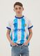 Kids&rsquo; Argentina striped T-shirt in white and sky blue, oversized fit_0