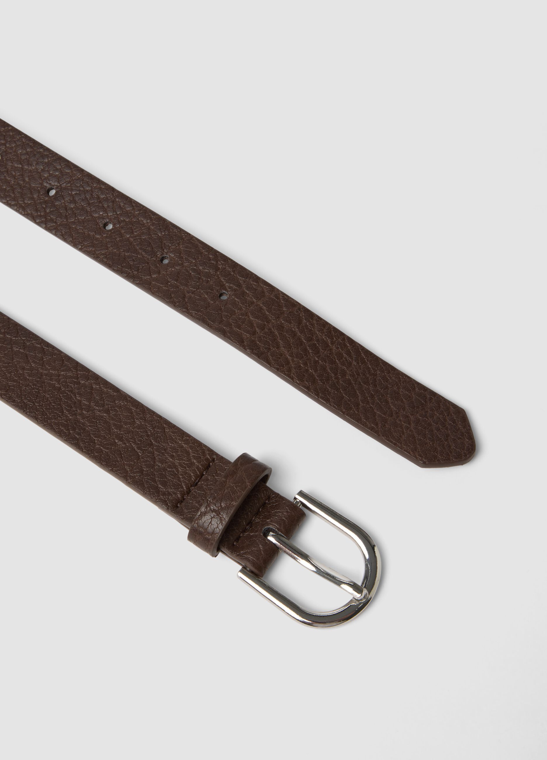 Brown hammered-effect belt with silver buckle