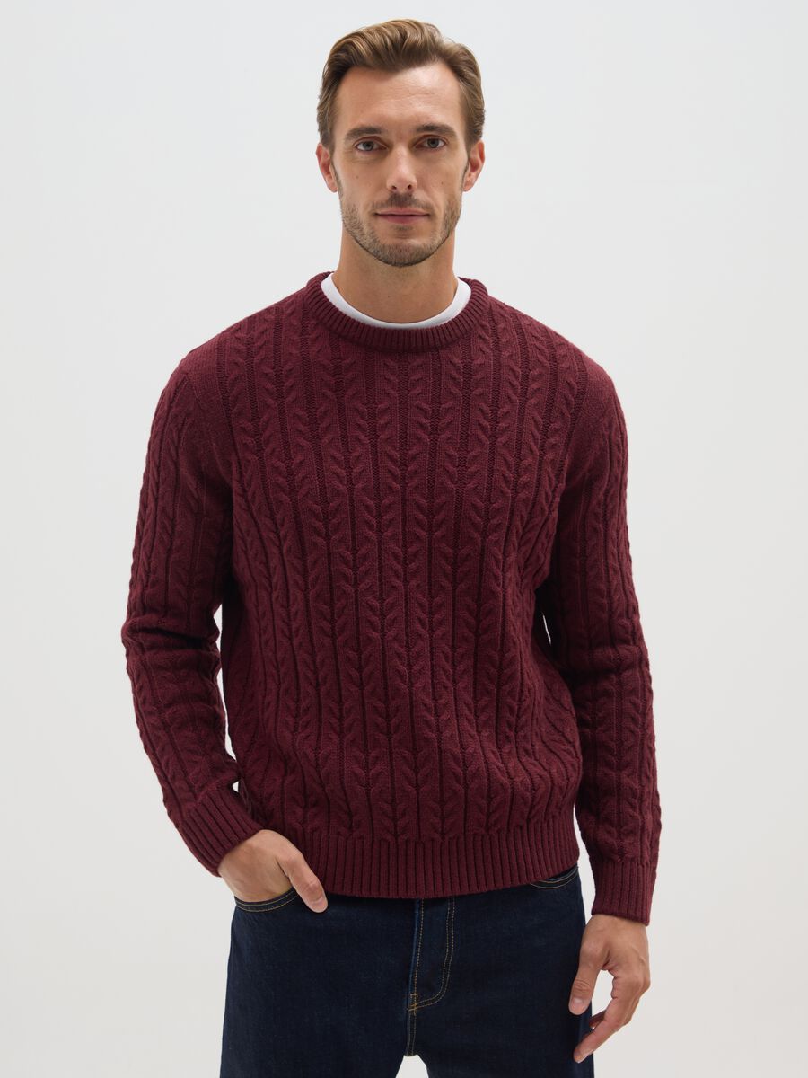 Red pullover with jacquard knit_0