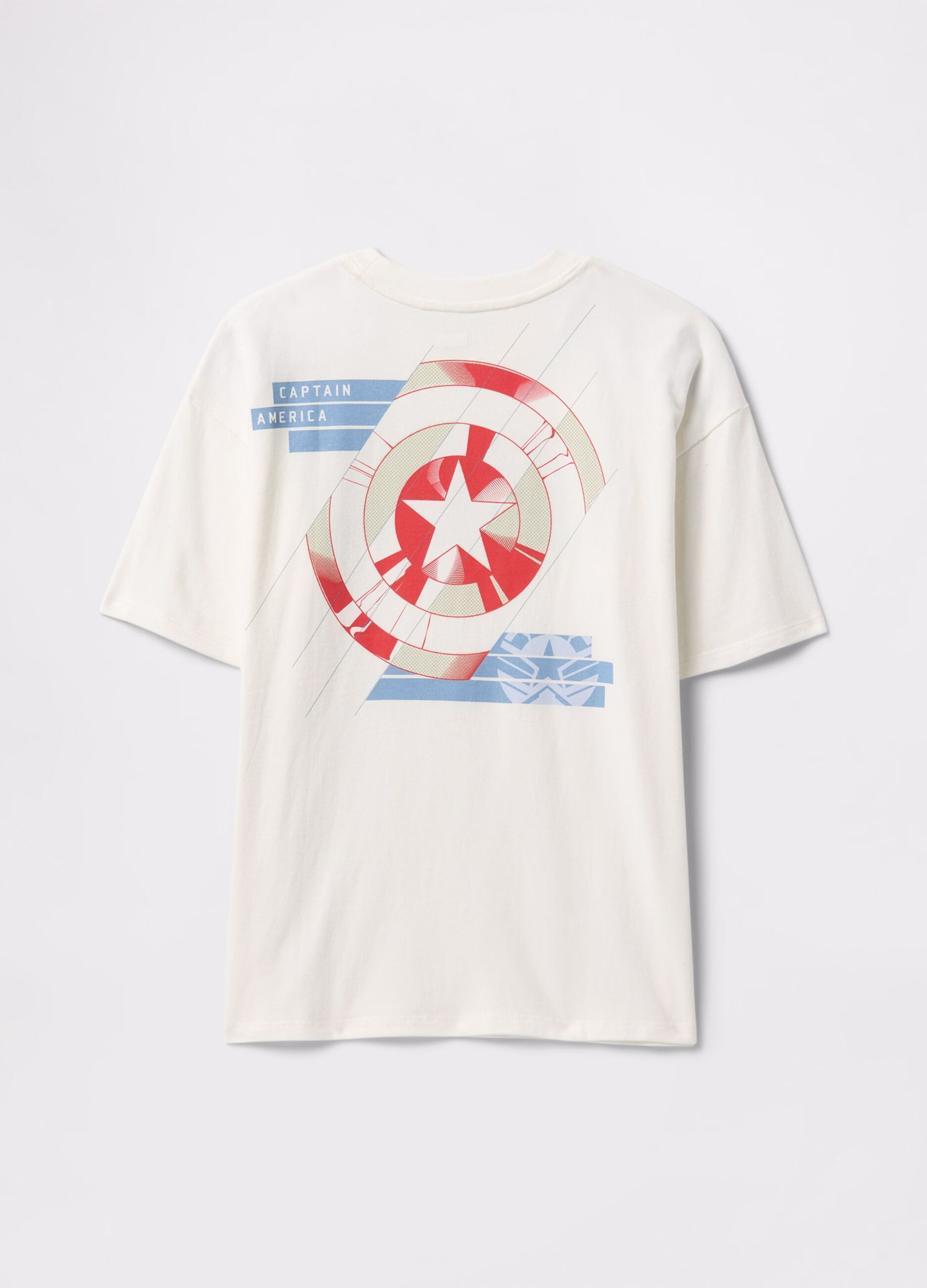 White cotton T-shirt with Captain America print
