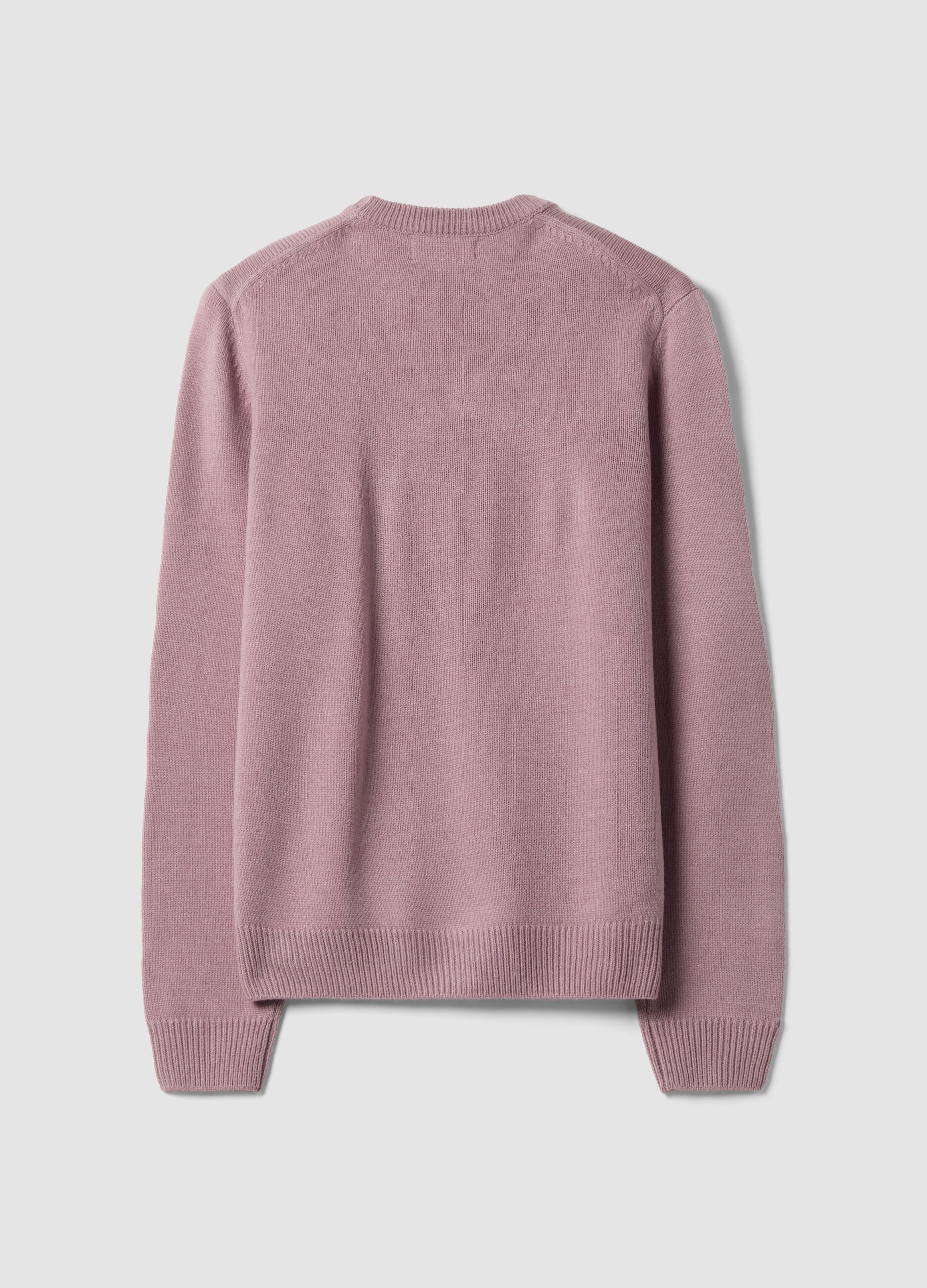 Dark pink regular-fit crew neck knit jersey jumper