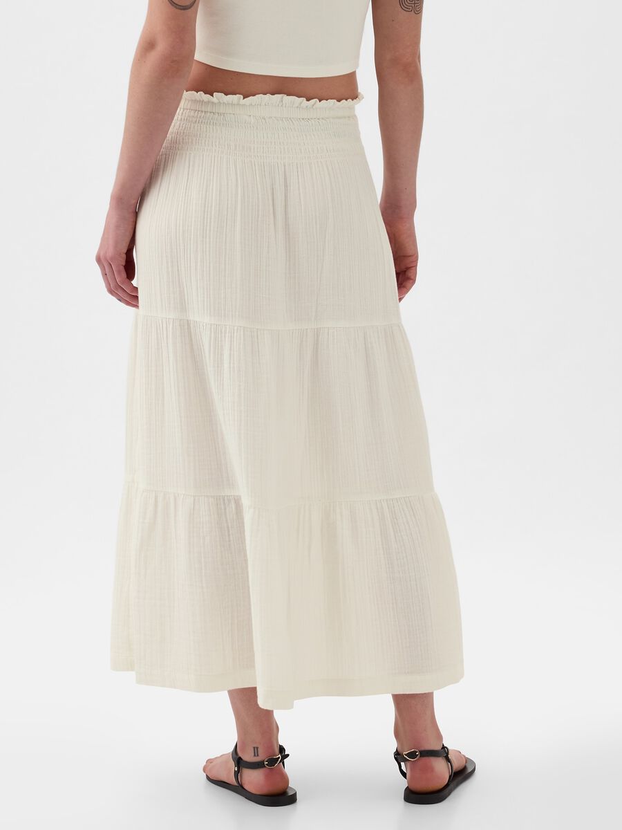 Long tiered skirt with crinkle-effect gauze_1