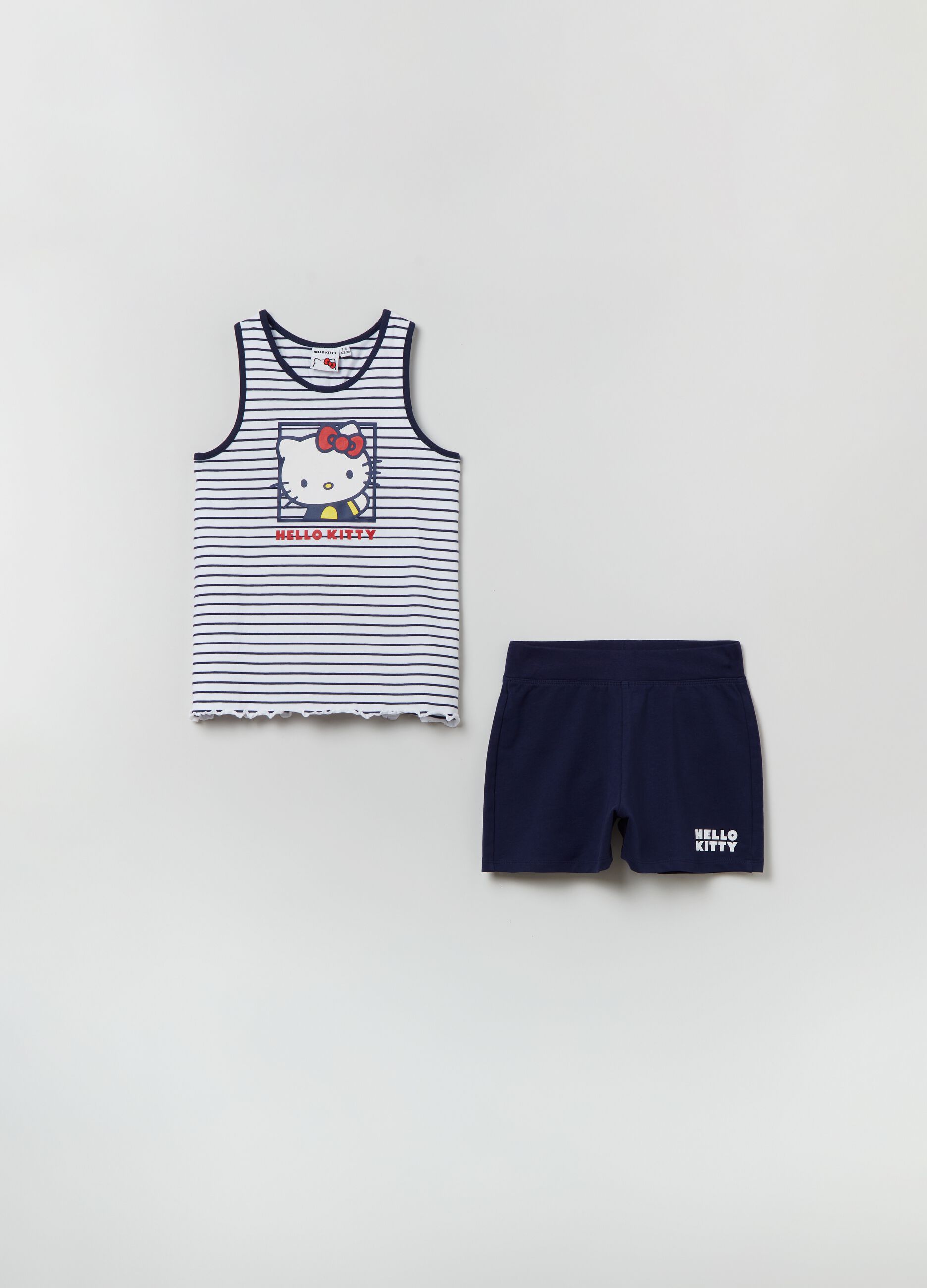 Striped tank top and Hello Kitty shorts set