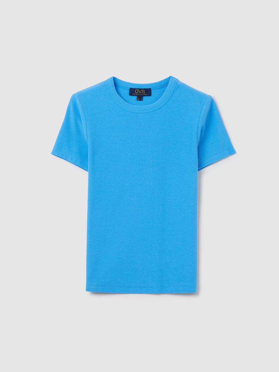 OVS Blue Stretch Cotton T-shirt_4