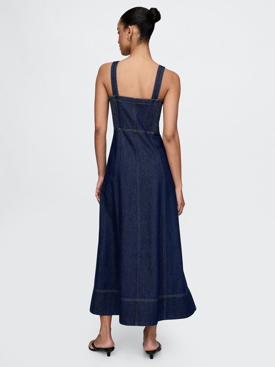 Long Denim Dress with Front Zip_2