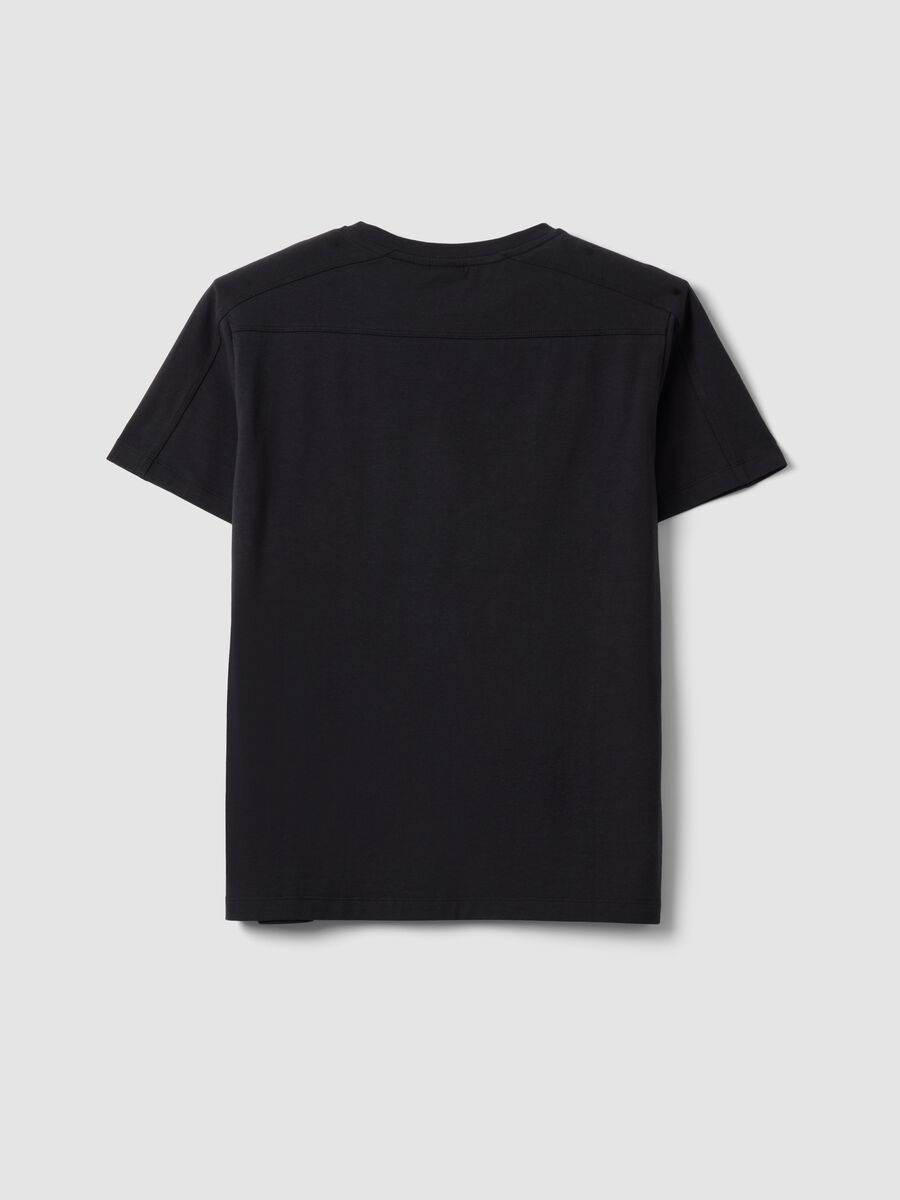 Black regular-fit stretch cotton jersey T-shirt with print_6