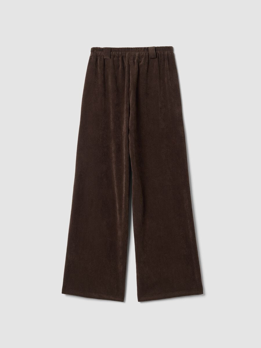 Pantaloni marroni in tessuto elasticizzato a gamba ampia_2