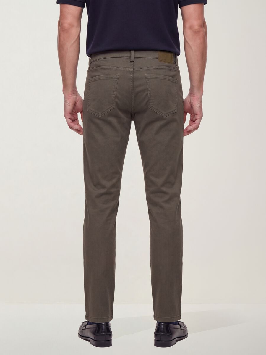 Grey regular-fit stretch cotton twill trousers_3