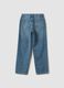Blue denim straight-fit jeans in a cotton and viscose blend for girls_1