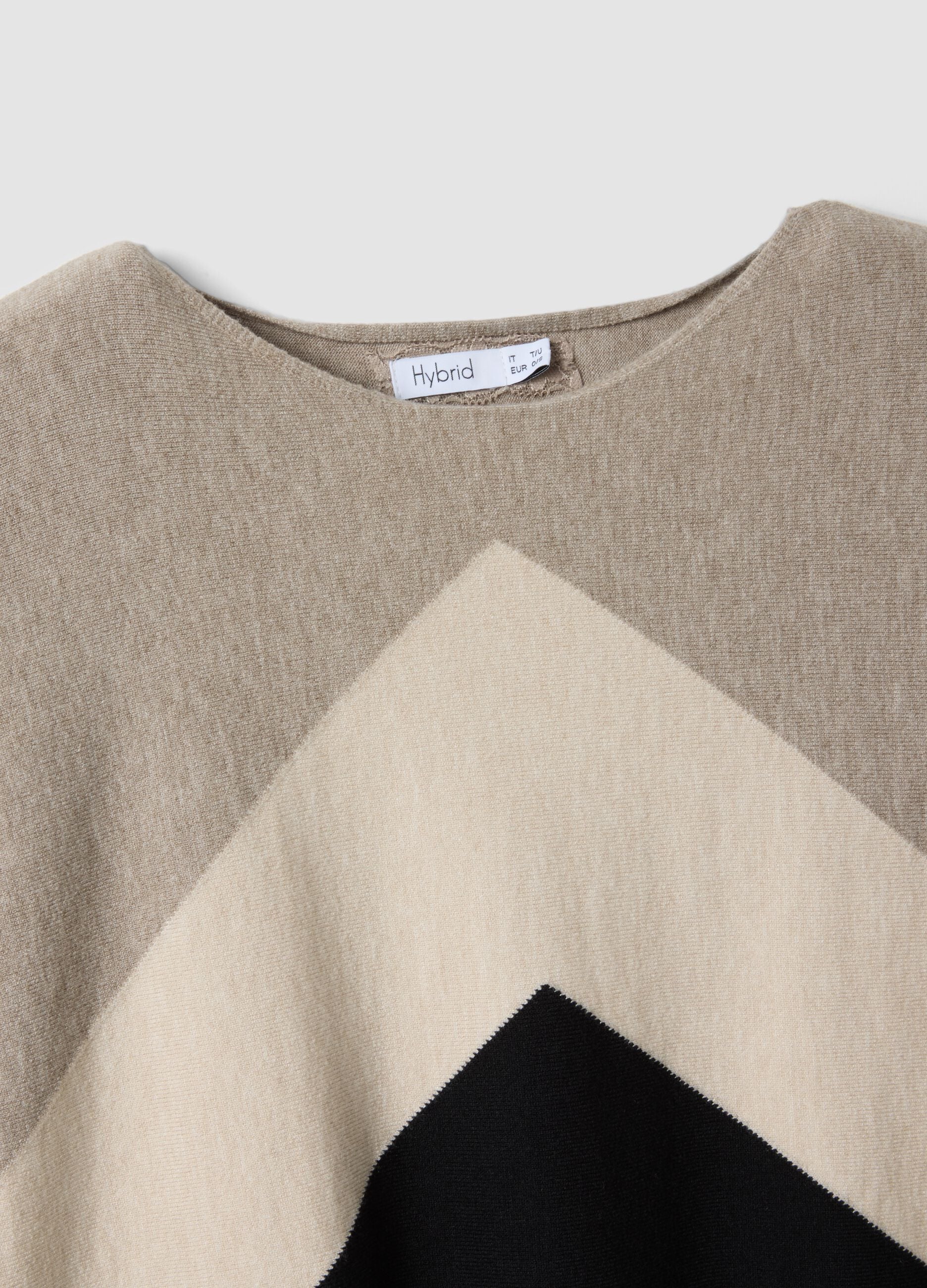 Multicolour viscose-blend jumper with contrast pattern, regular fit