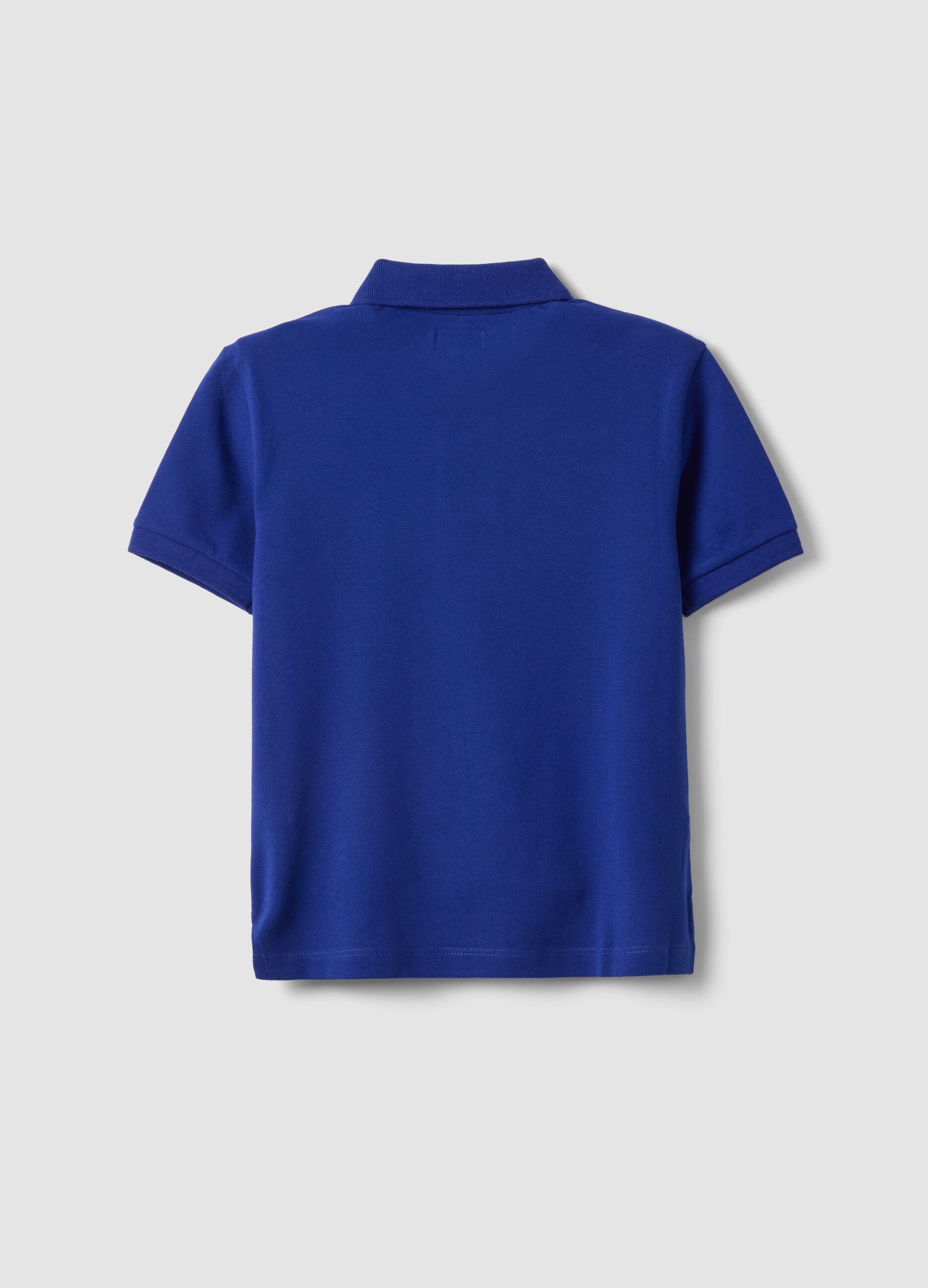 Polo in cotone elasticizzato blu da bambino regular fit