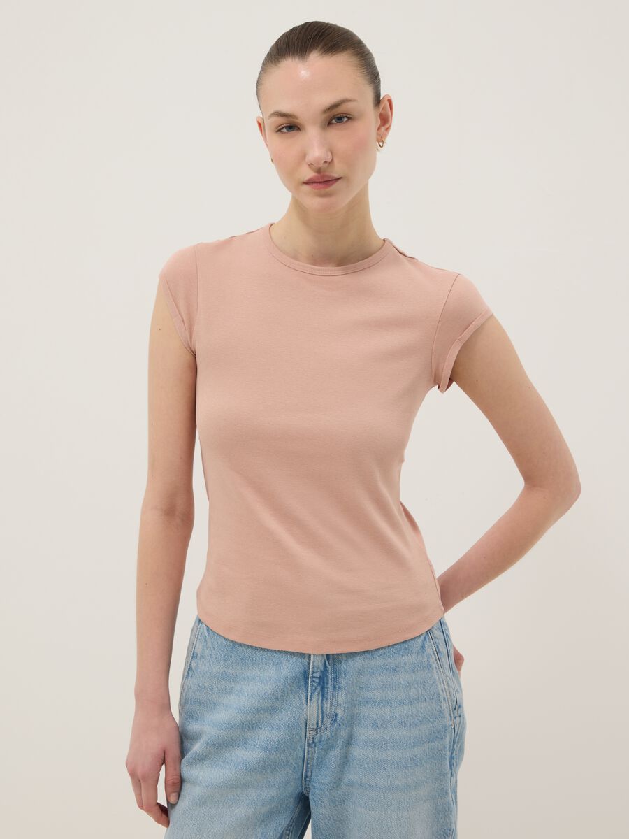 Regular fit short sleeve pure cotton pink t-shirt_1
