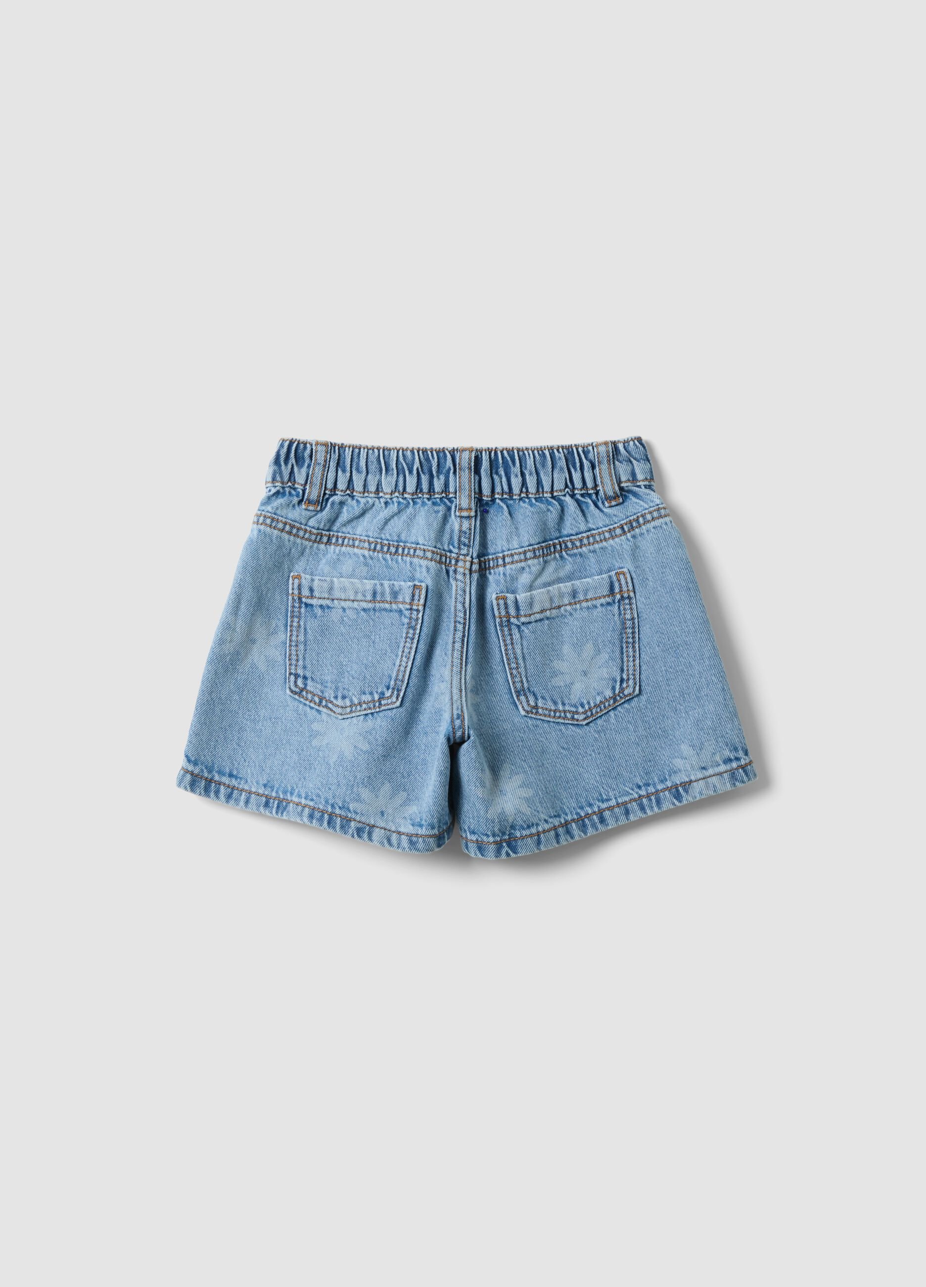 Light blue pure cotton denim shorts