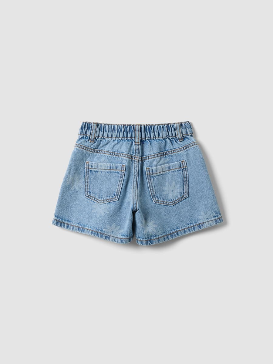 Light blue pure cotton denim shorts_1