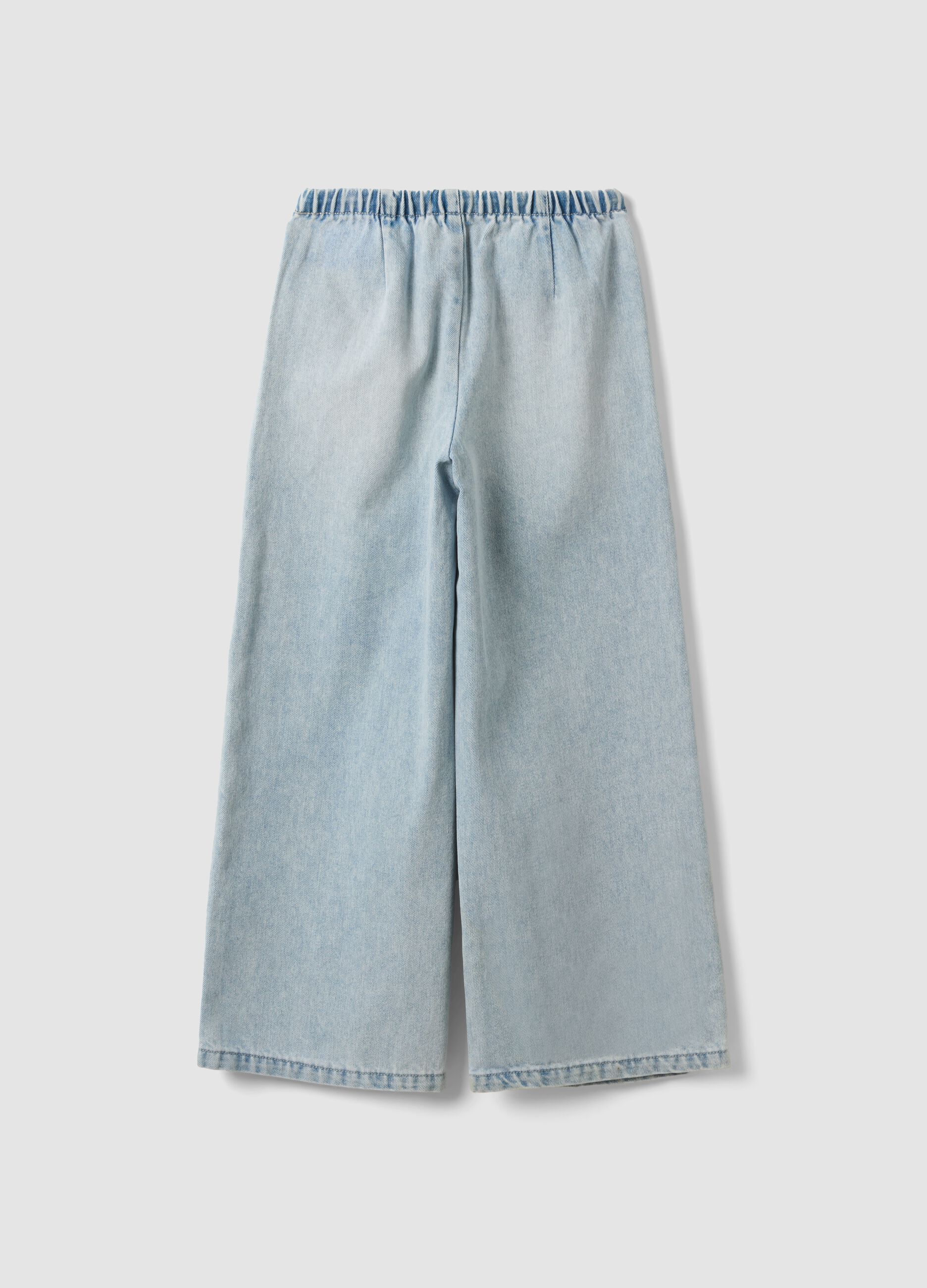 Jeans azzurri wide leg in misto cotone e viscosa per ragazza