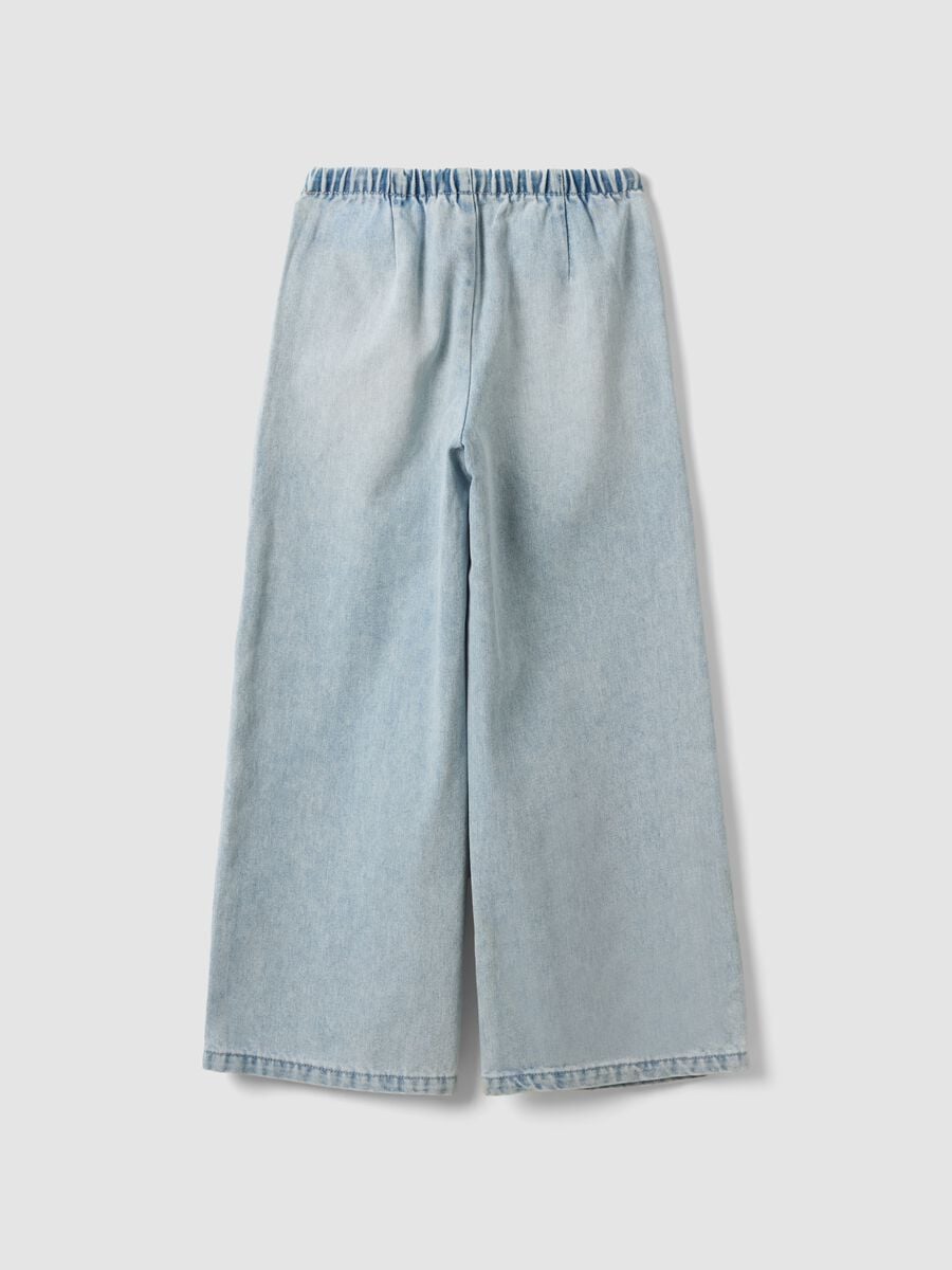 Jeans azzurri wide leg in misto cotone e viscosa per ragazza_5
