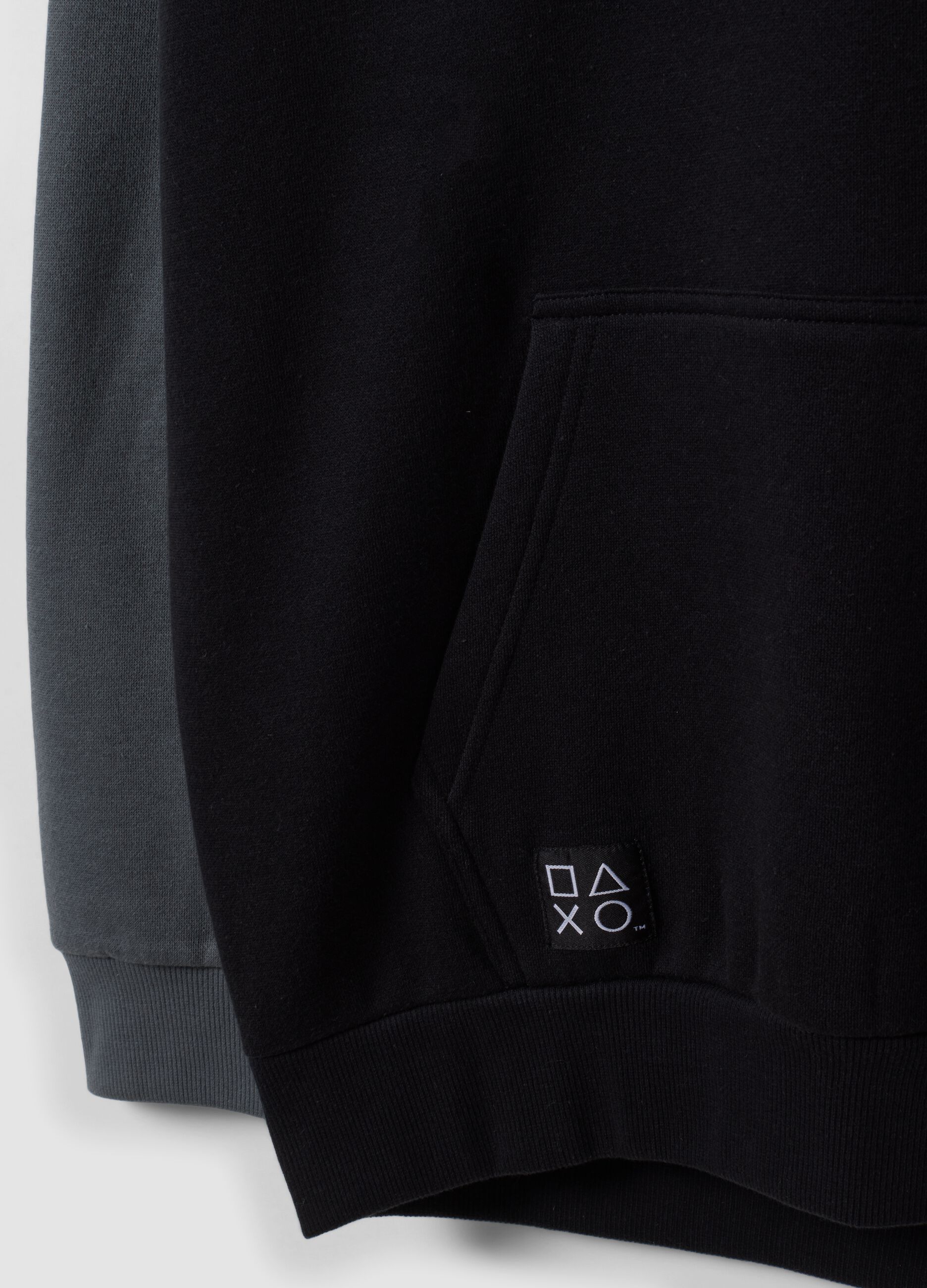 Black cotton-blend hoodie with PlayStation print