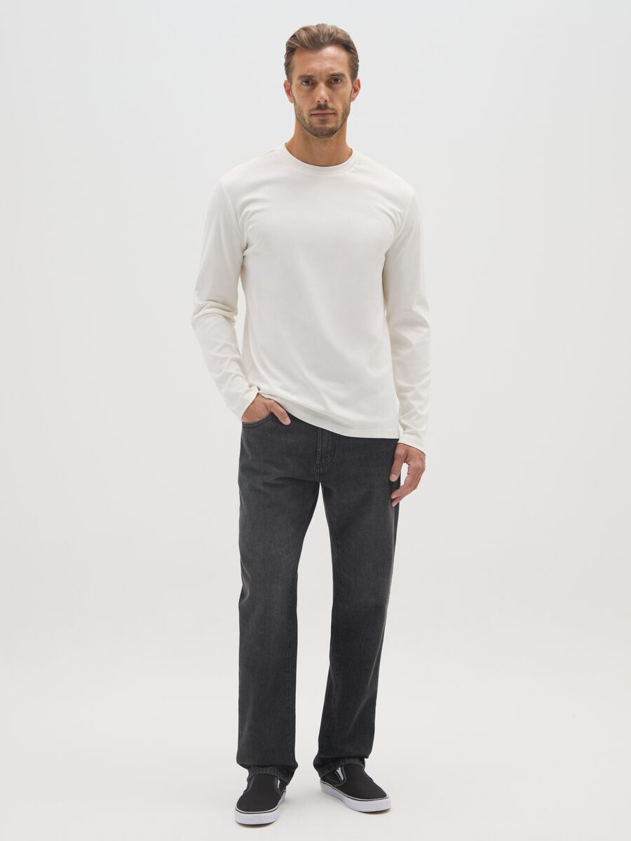 Maglia in puro cotone bianca regular fit_1