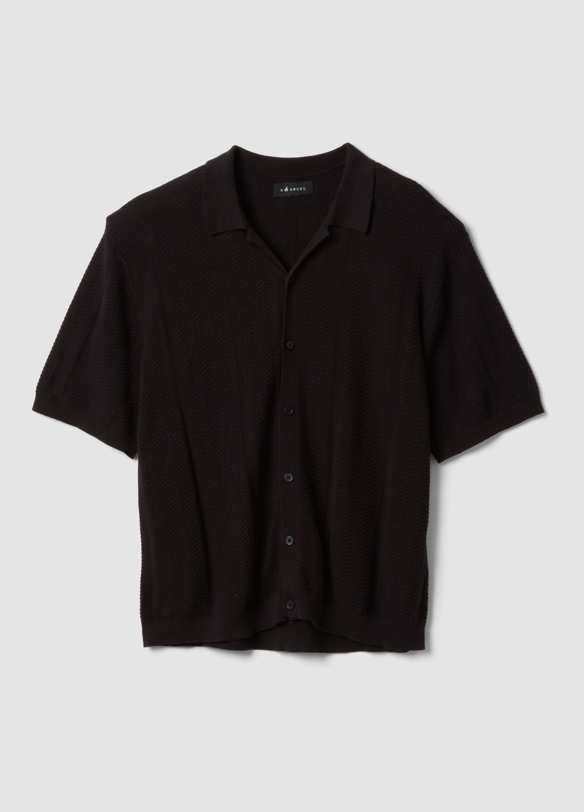 Brown pure cotton short-sleeve oversized shirt