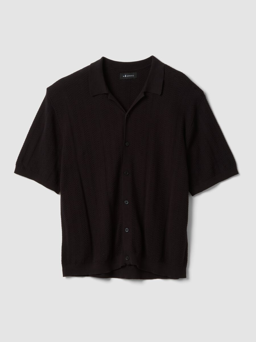 Camicia marrone in puro cotone a maniche corte over fit_4