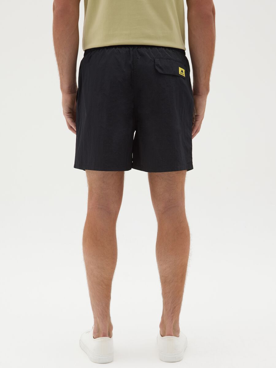 Men's black regular fit shorts with drawstring_3