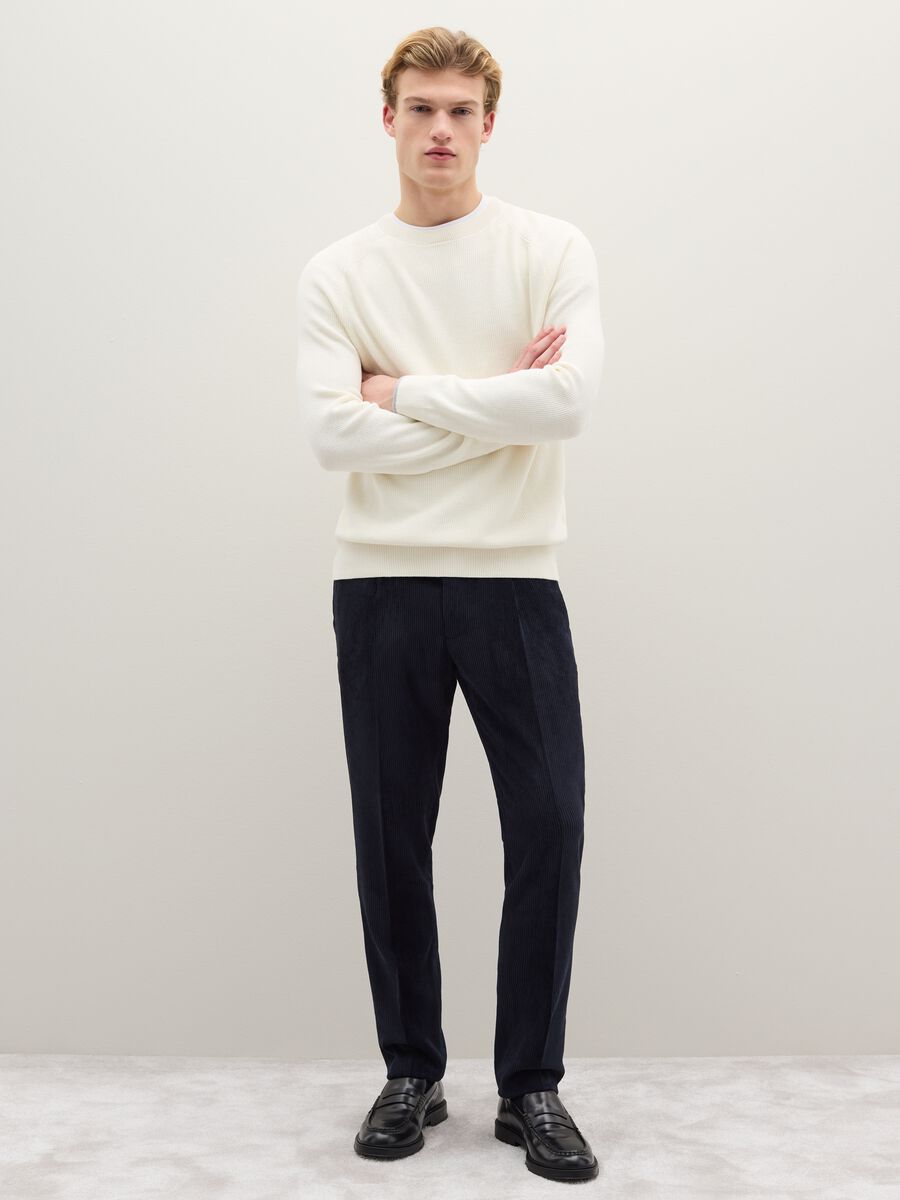 Stretch Velvet Blue Trousers_0