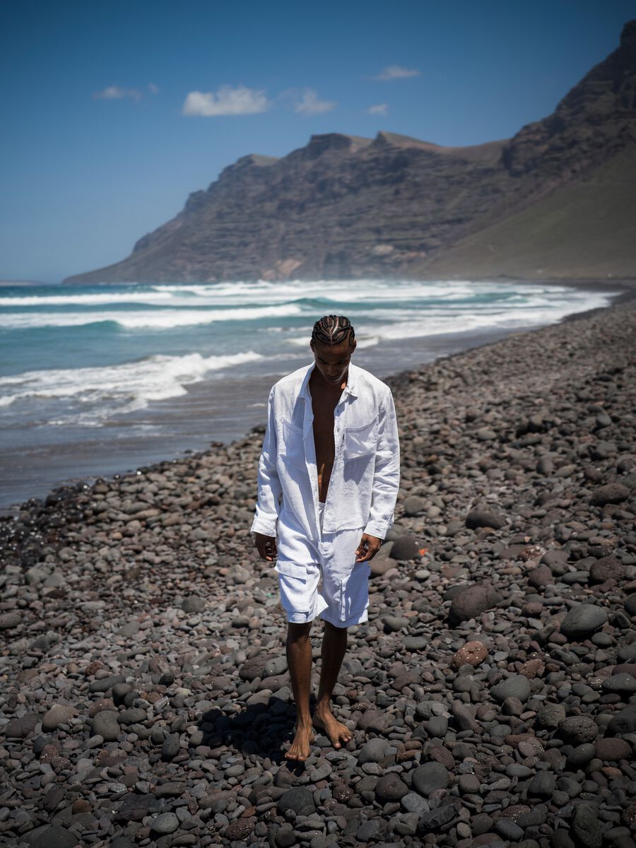 100% Linen Cargo Shorts White_0