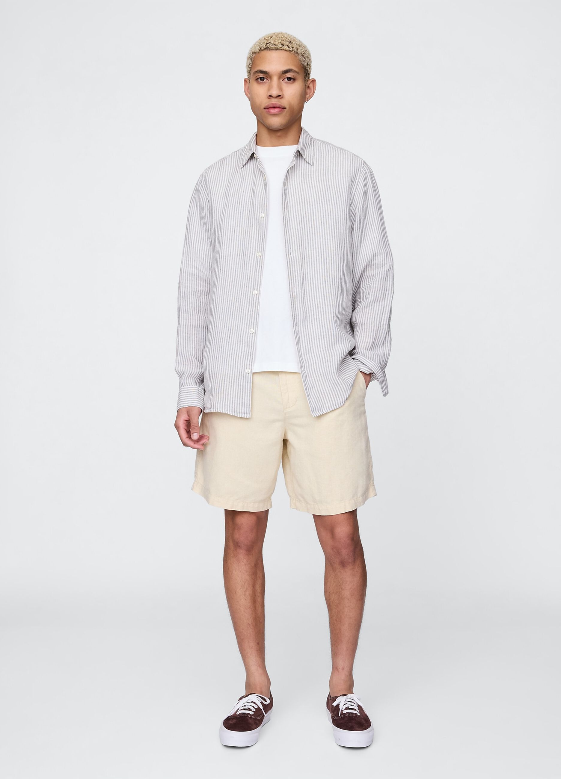 Beige Linen and Cotton Blend Shorts by Gap