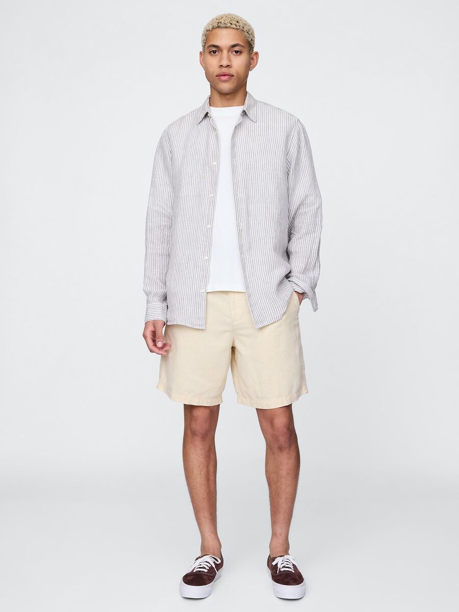 Beige Linen and Cotton Blend Shorts by Gap_0