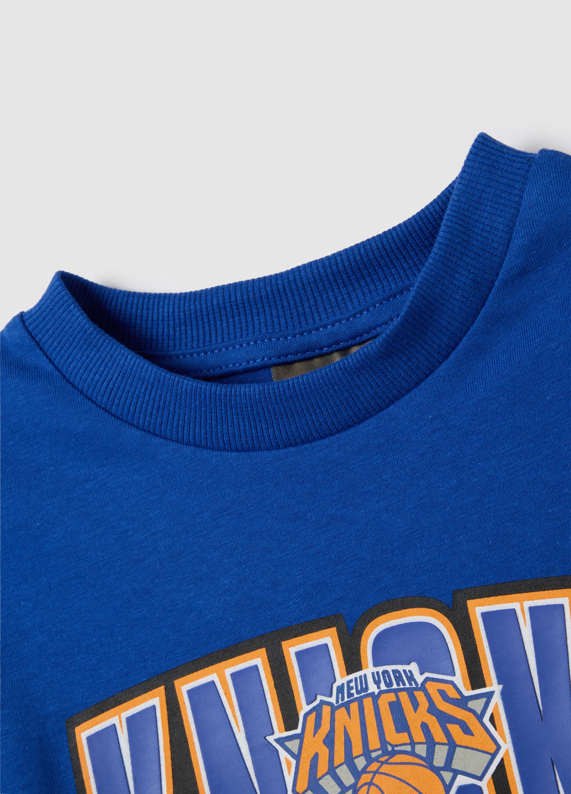 Children's blue pure cotton regular fit T-shirt with New York Knicks logo