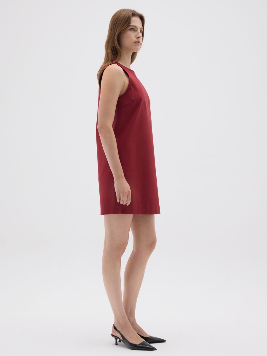 Red viscose blend women's dress_1