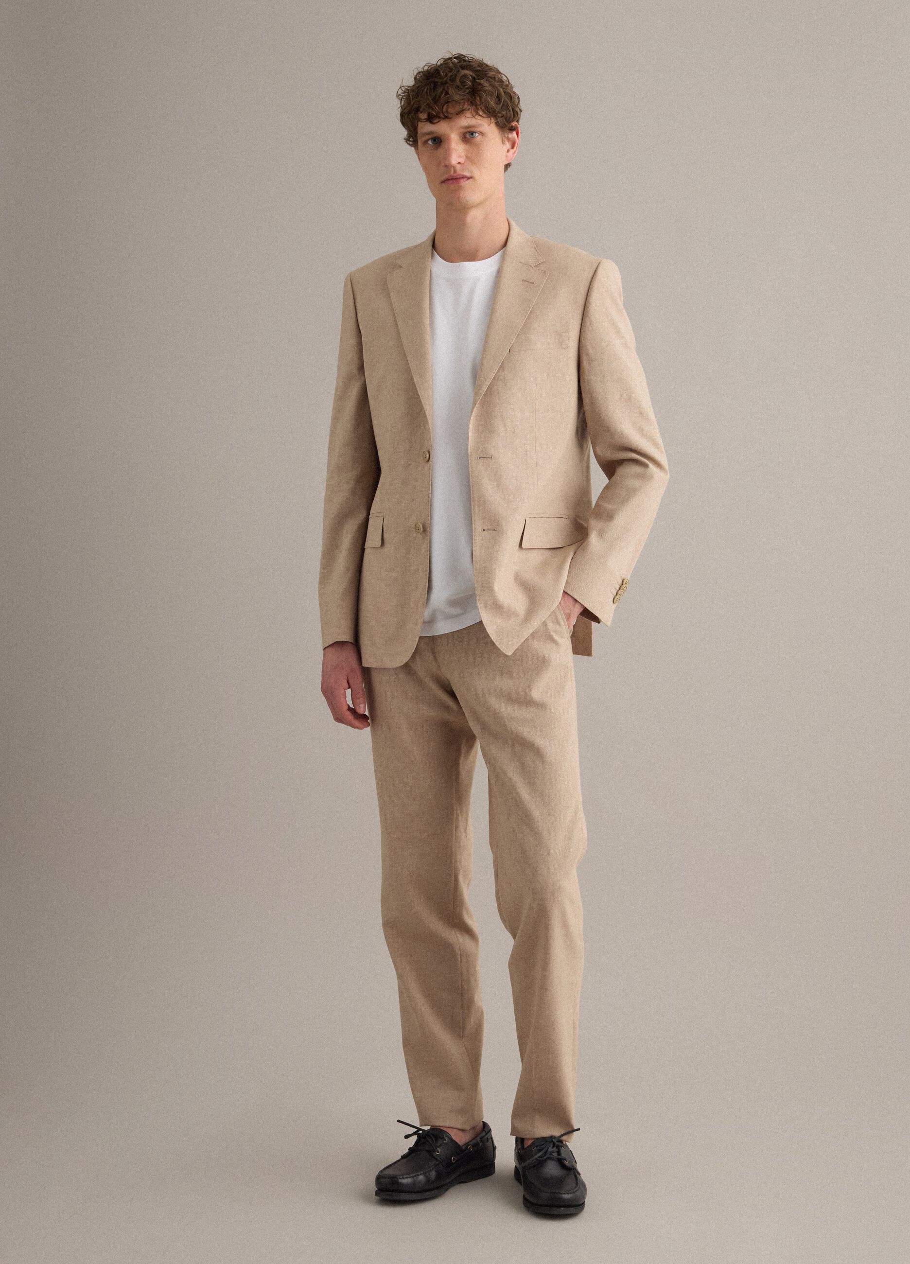 Beige Slim Fit Trousers
