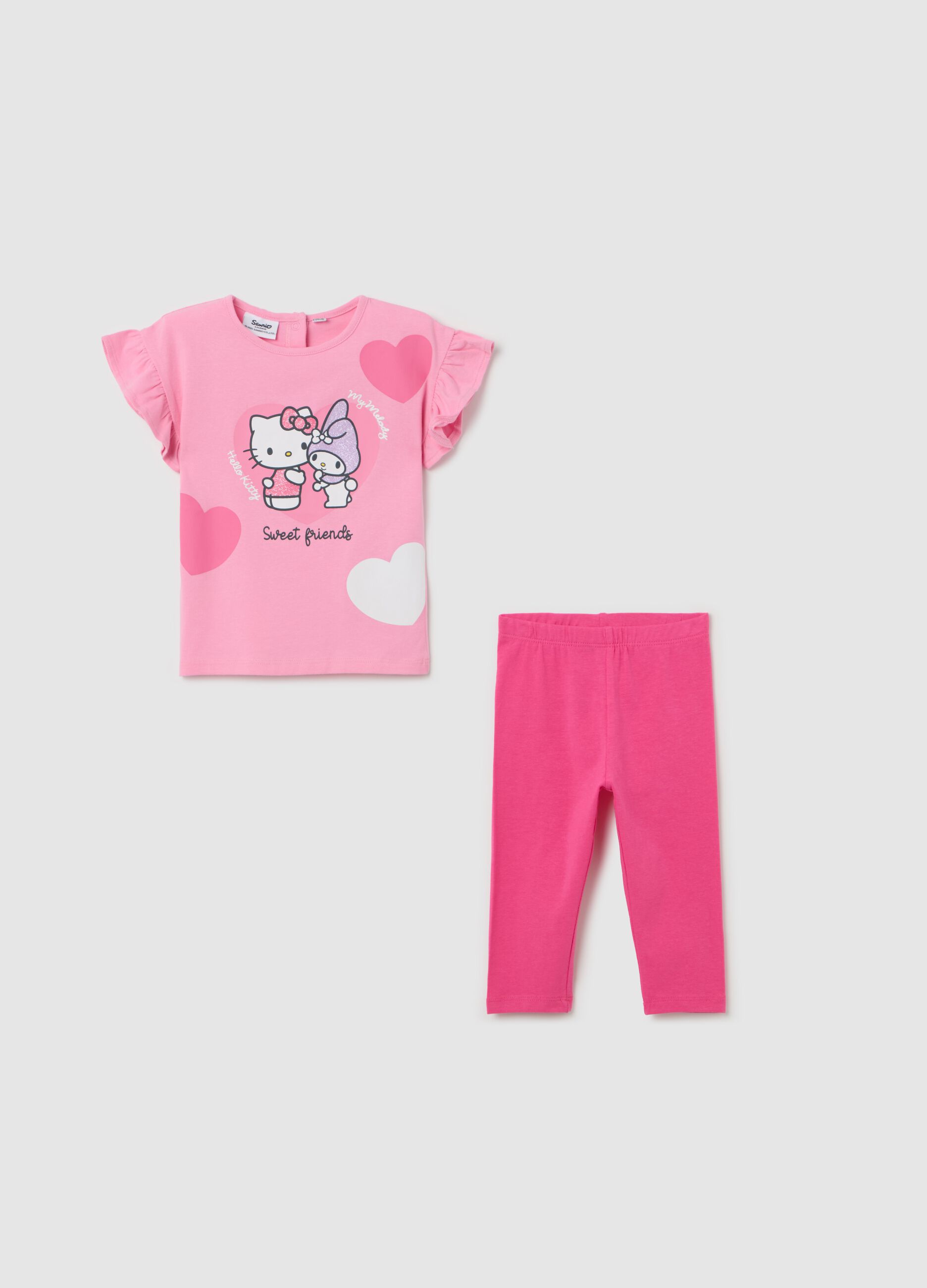 Jogging set with Hello Kitty and My Melody glitter print