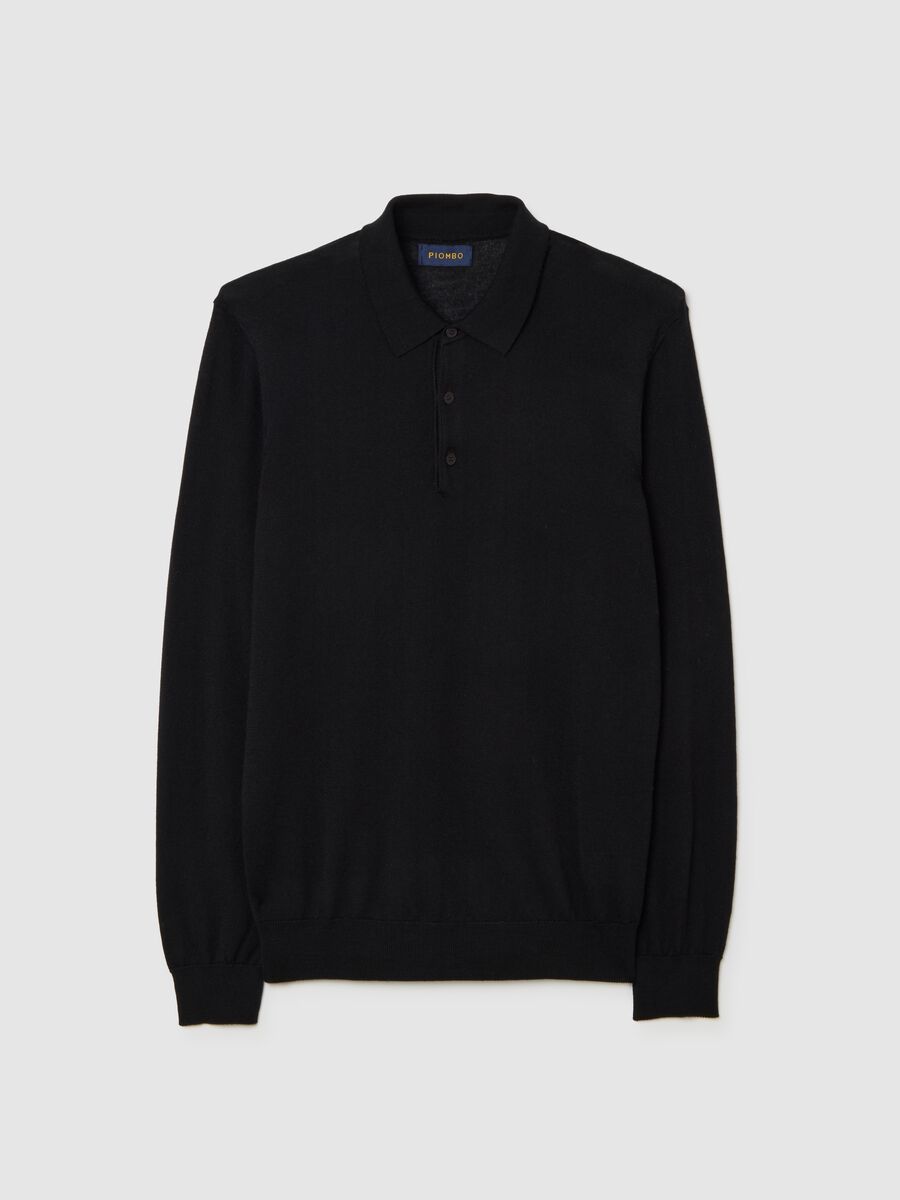 Black regular fit pure merino wool sweater_0